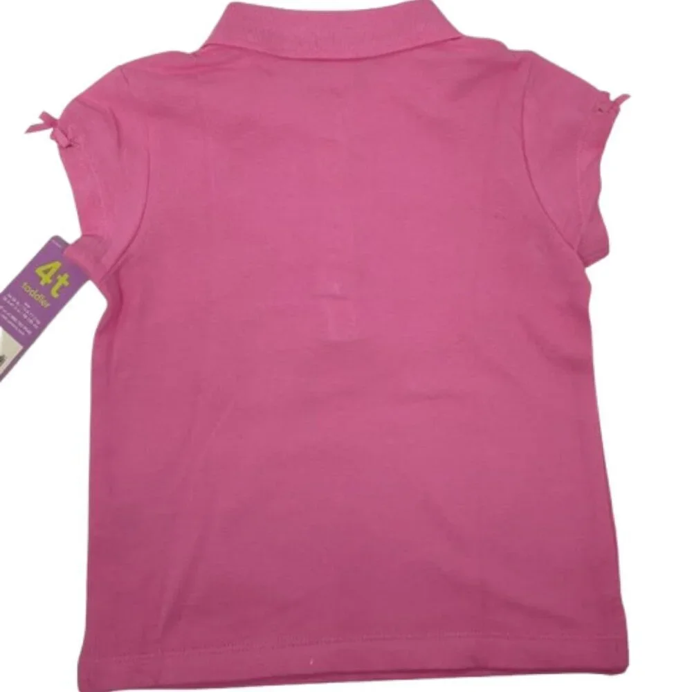 Carters' Y2K Pink Polo with Small Flower & Bow on Sleeve Size 4 T NWT